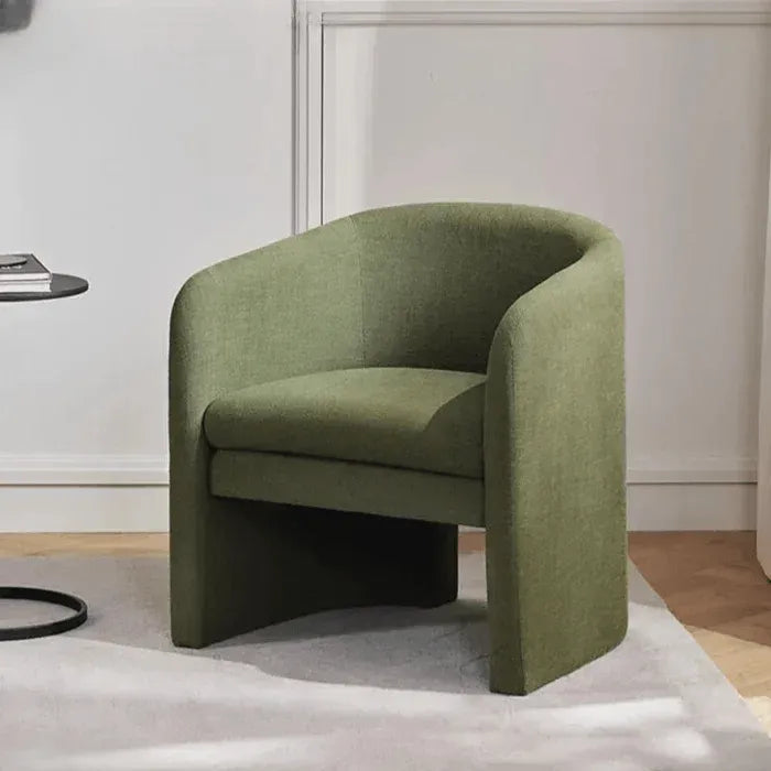 Sculptural Wraparound Accent Chair in Soft Green Linen Blend Main Product Image Image principale du produit