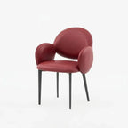 Sculptural Wraparound Dining Chair in Leather and Carbon Steel