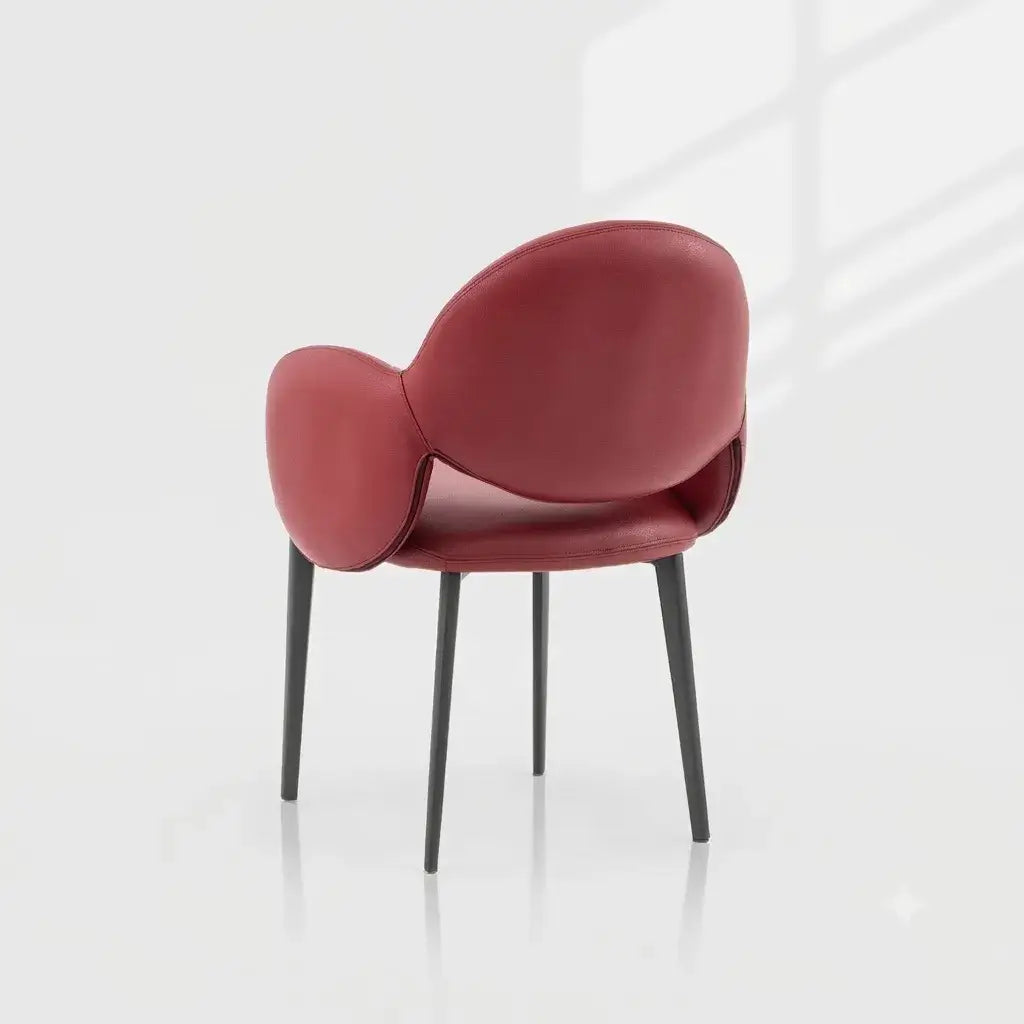 Sculptural Wraparound Dining Chair in Leather and Carbon Steel
