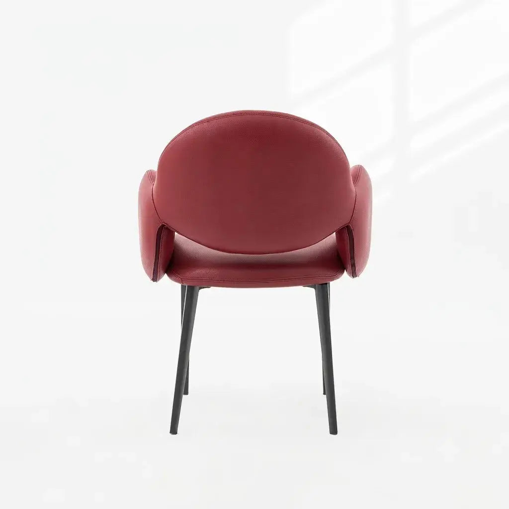 Sculptural Wraparound Dining Chair in Leather and Carbon Steel