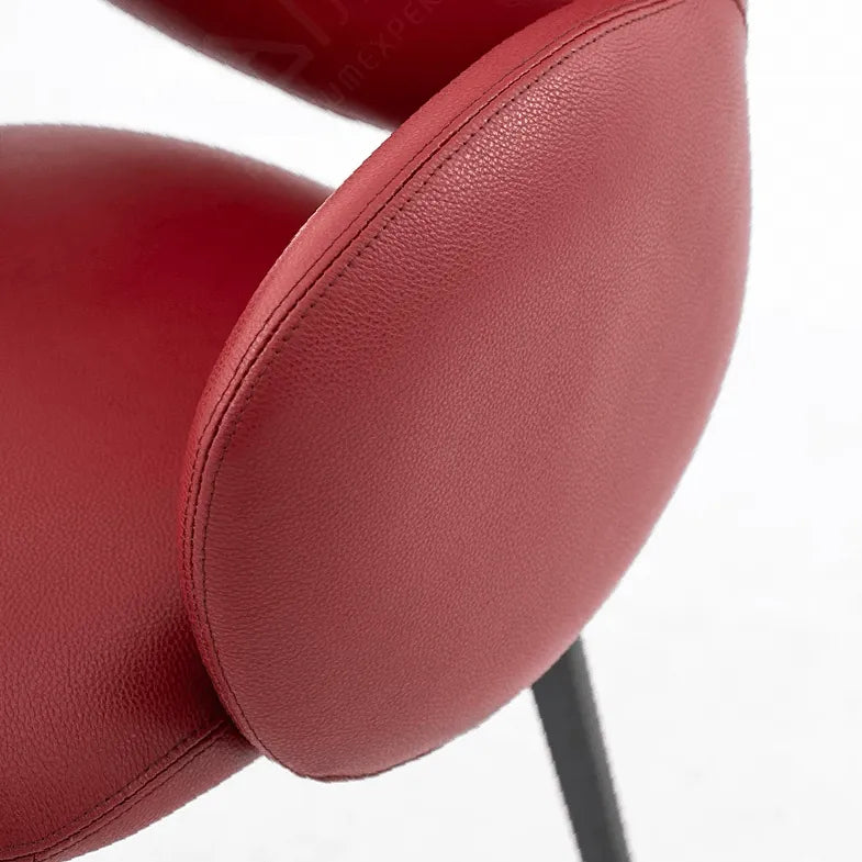 Sculptural Wraparound Dining Chair in Leather and Carbon Steel