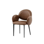 Sculptural Wraparound Dining Chair in Leather and Carbon Steel