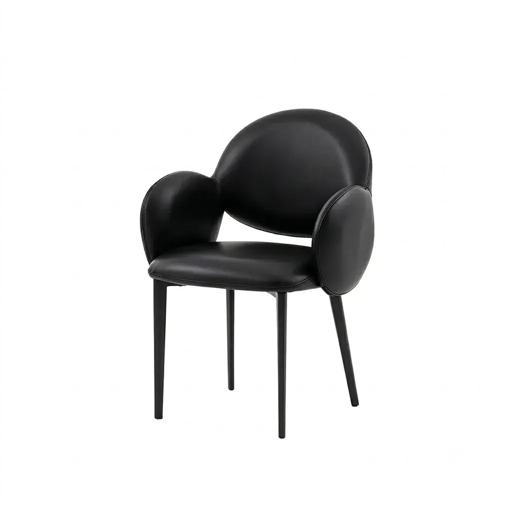 Sculptural Wraparound Dining Chair in Leather and Carbon Steel