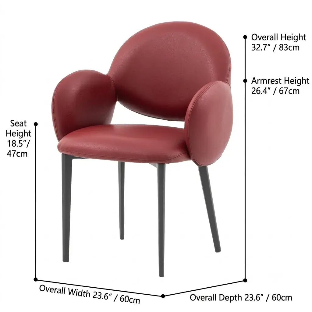 Sculptural Wraparound Dining Chair in Leather and Carbon Steel Dimensions