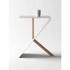 Sculptural Z-Frame Stainless Steel Side Table with Rounded Edge Detail