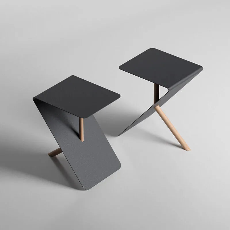 Sculptural Z-Frame Stainless Steel Side Table with Rounded Edge Detail Secondary image