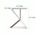 Sculptural Z-Frame Stainless Steel Side Table with Rounded Edge Detail Dimensions