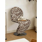 Sculptural Zebra Print Chair with Brushed Steel Base