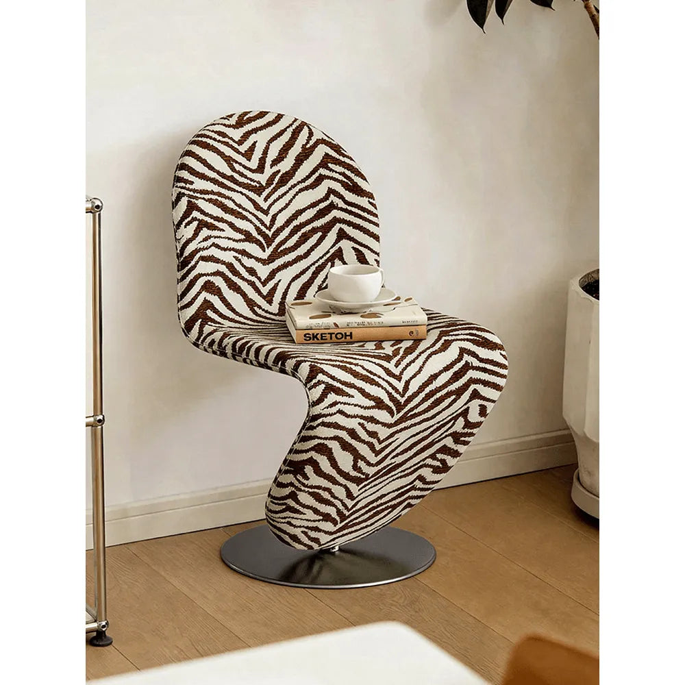 Sculptural Zebra Print Chair with Brushed Steel Base