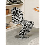 Sculptural Zebra Print Chair with Brushed Steel Base
