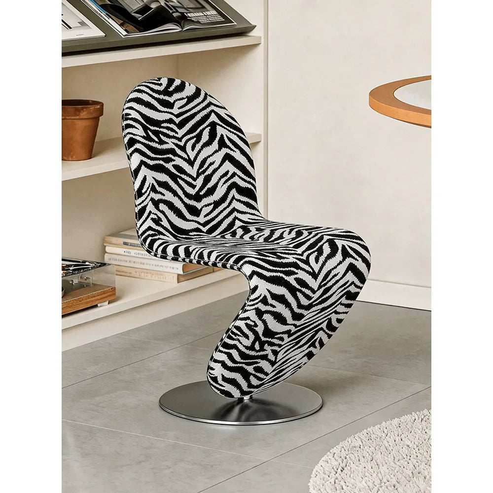 Sculptural Zebra Print Chair with Brushed Steel Base