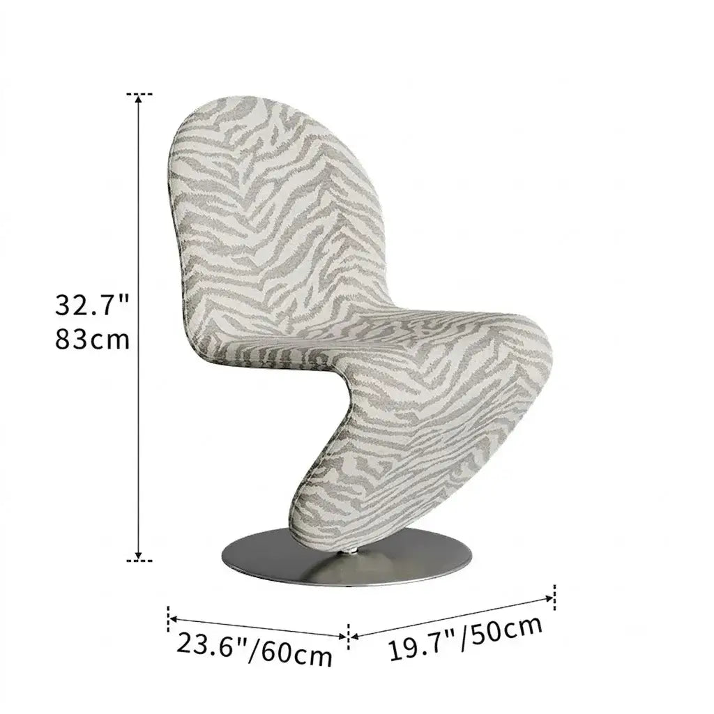 Sculptural Zebra Print Chair with Brushed Steel Base