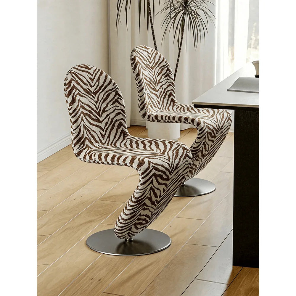 Sculptural Zebra Print Chair with Brushed Steel Base Main Product Image Hauptbild