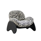 Sculptural Zebra Print Chair with Wave Tufting and Floating S Curve Base