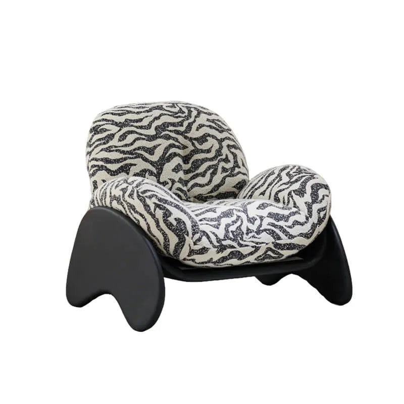 Sculptural Zebra Print Chair with Wave Tufting and Floating S Curve Base