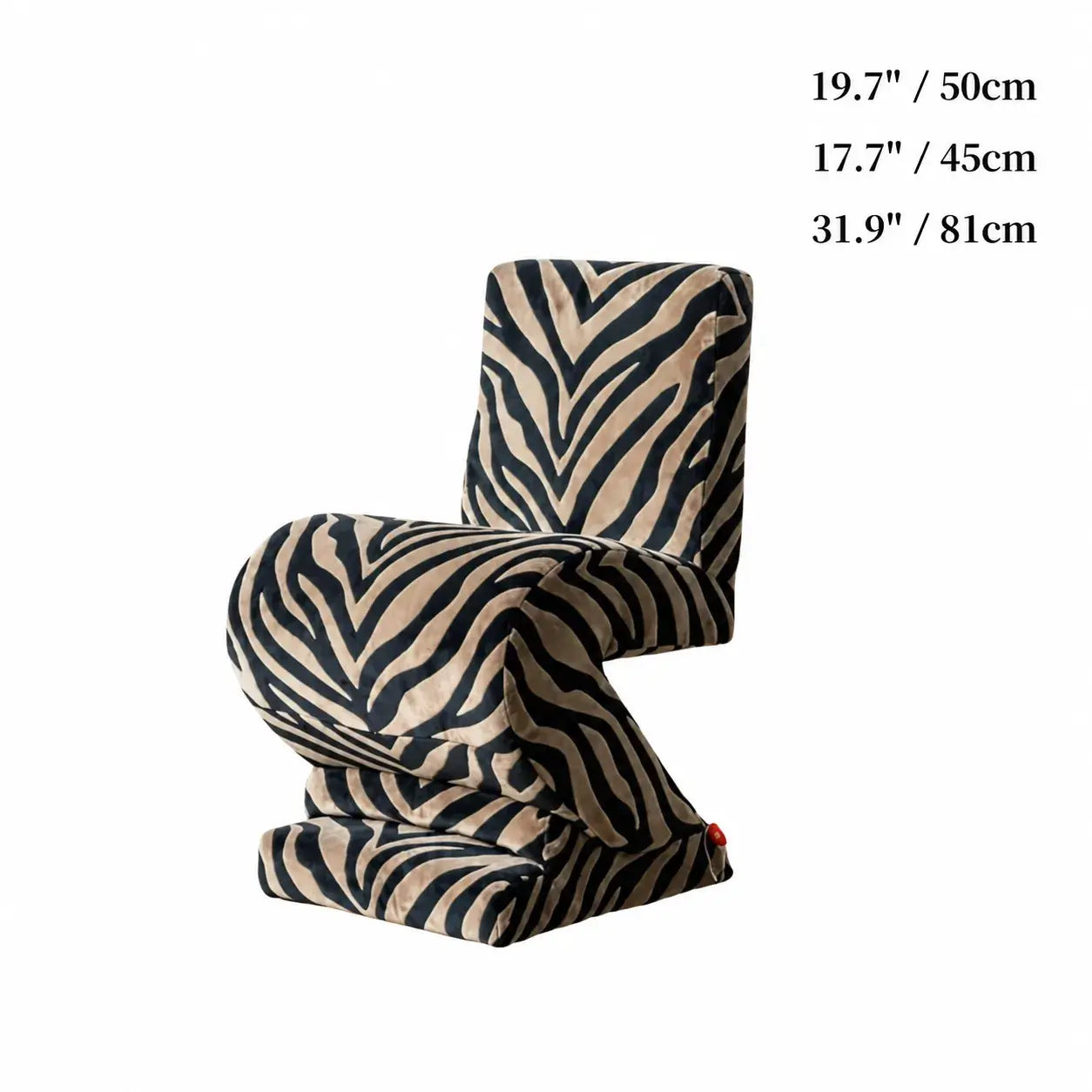Sculptural Zigzag Chair Series With Zebra Print Textures and Soft Curved Upholstery Dimensions