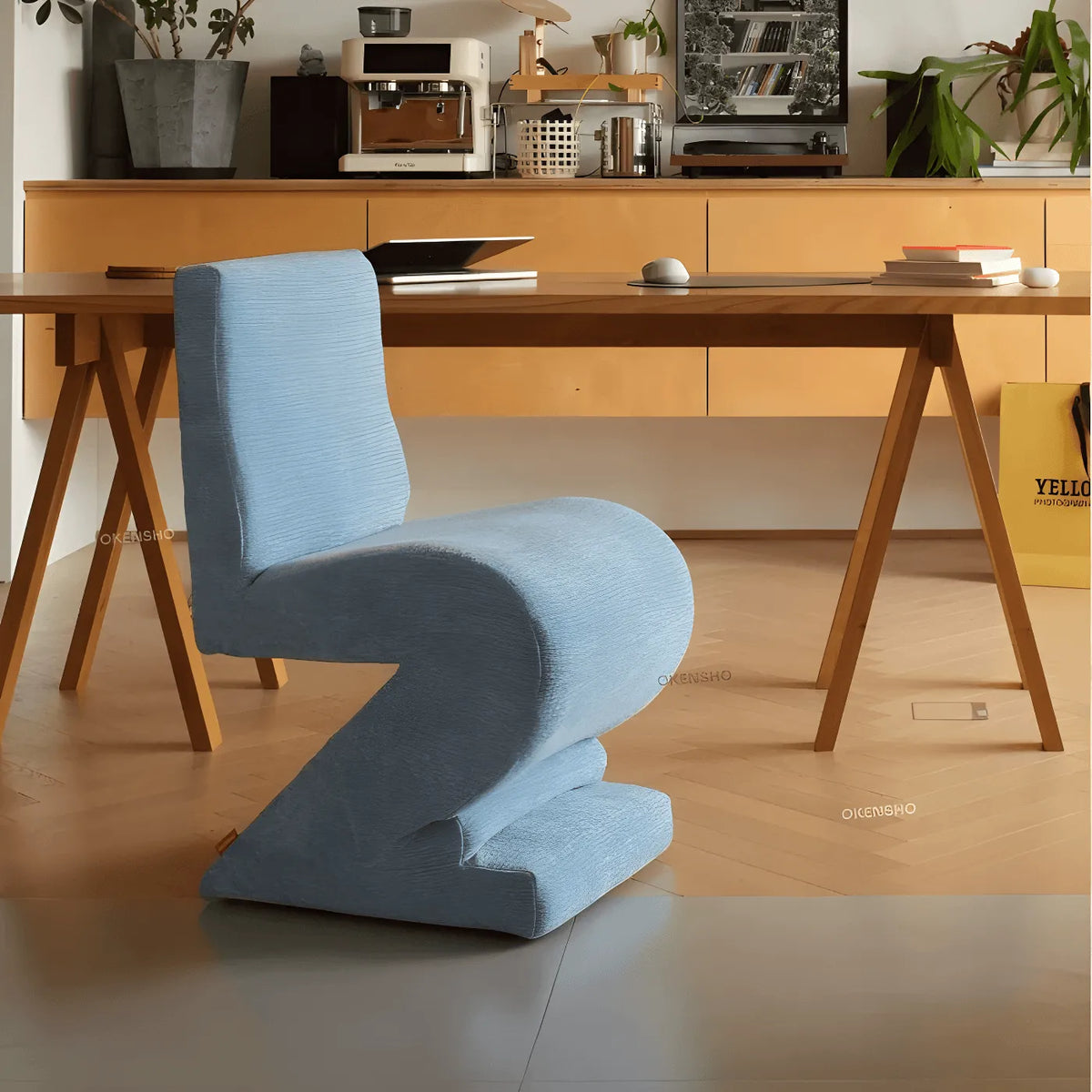 Sculptural Zigzag Chair Series With Zebra Print Textures and Soft Curved Upholstery Main Product Image