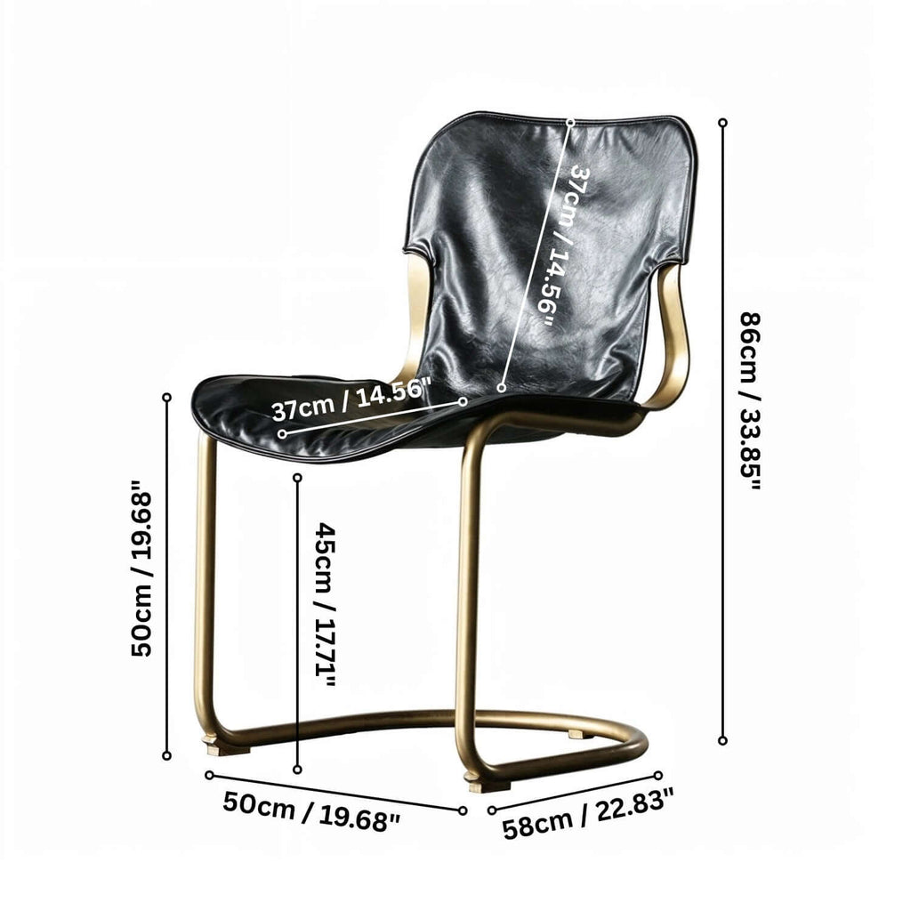 Set Of 2 Black PU Leather Dining Chairs With Gold Metal Frame