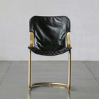 Set Of 2 Black PU Leather Dining Chairs With Gold Metal Frame