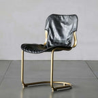 Set Of 2 Black PU Leather Dining Chairs With Gold Metal Frame Main Product Image