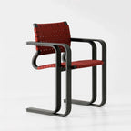 Set Of 2 Black/Red/White Cantilever Armchairs With Poplar Frame