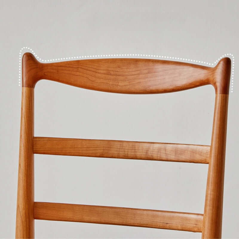 Set of 2 Cherry Wood Dining Chairs with Ladder Backrest
