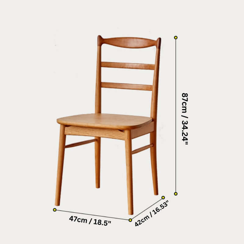 Set of 2 Cherry Wood Dining Chairs with Ladder Backrest