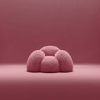 Shaggy Pink Yeti Sofa - Voluminous Cloud Shape