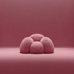 Shaggy Pink Yeti Sofa - Voluminous Cloud Shape
