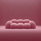 Shaggy Pink Yeti Sofa - Voluminous Cloud Shape