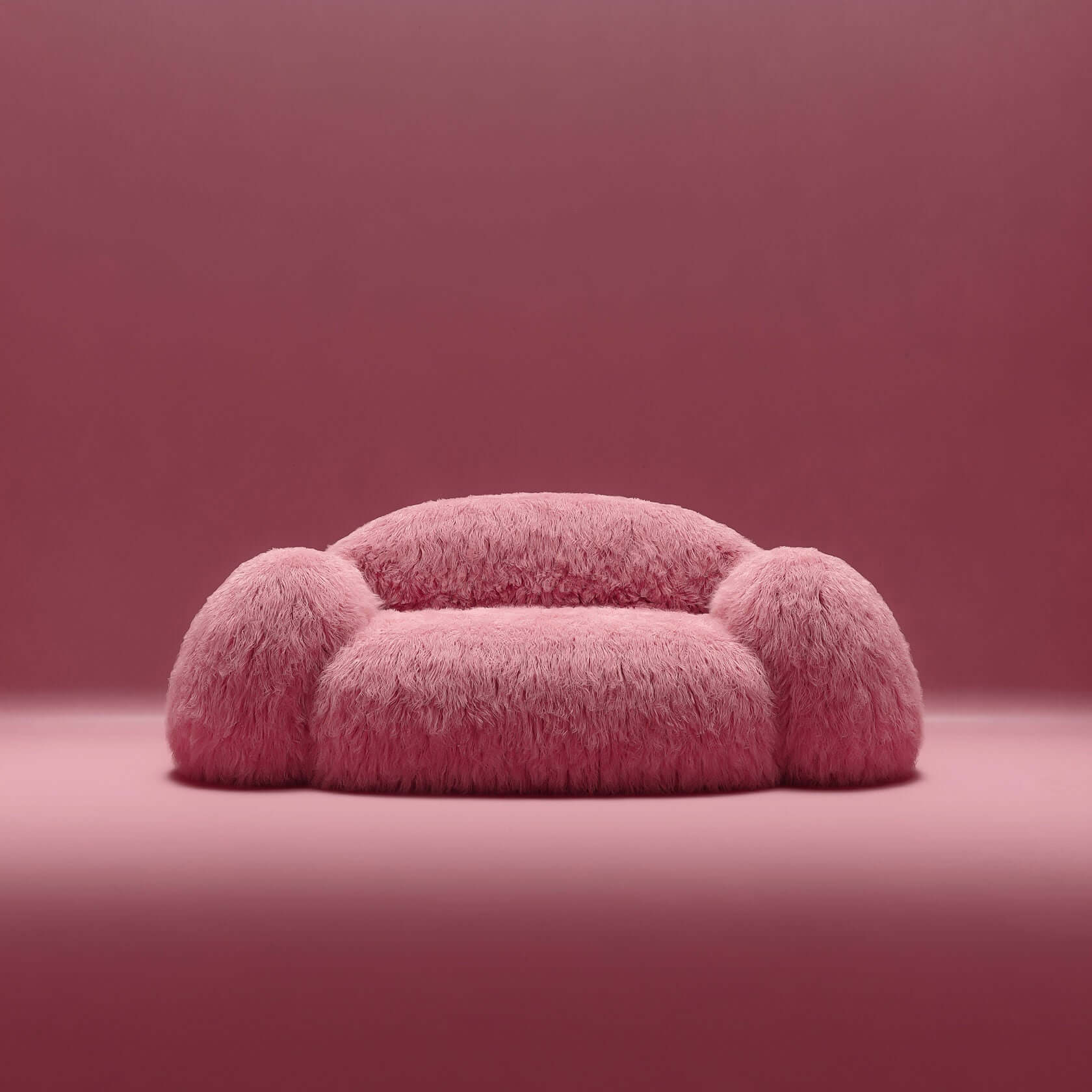 Shaggy Pink Yeti Sofa - Voluminous Cloud Shape Main Product Image メイン画像