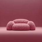 Shaggy Pink Yeti Sofa - Voluminous Cloud Shape Main Product Image