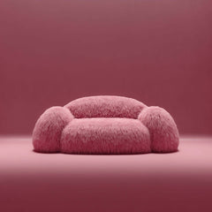 Shaggy Pink Yeti Sofa - Voluminous Cloud Shape Main Product Image