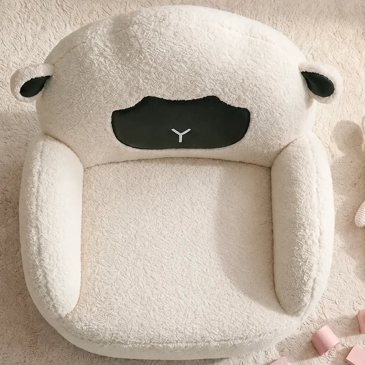 Sheep Sherpa Kids Sofa Chair, Rounded Reading Seat for Cozy Rooms