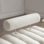 Sherpa Upholstered Entryway Bench with Gold Legs and Round Backrest