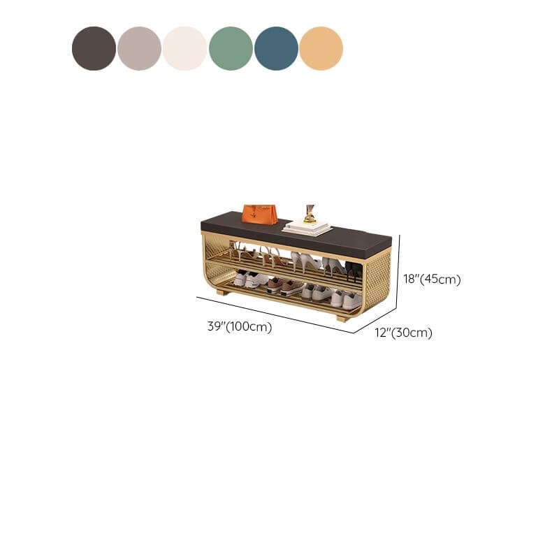 Short-Height Upholstered Entry Bench Featuring Art Deco Lines and Clean Silhouette Dimensions