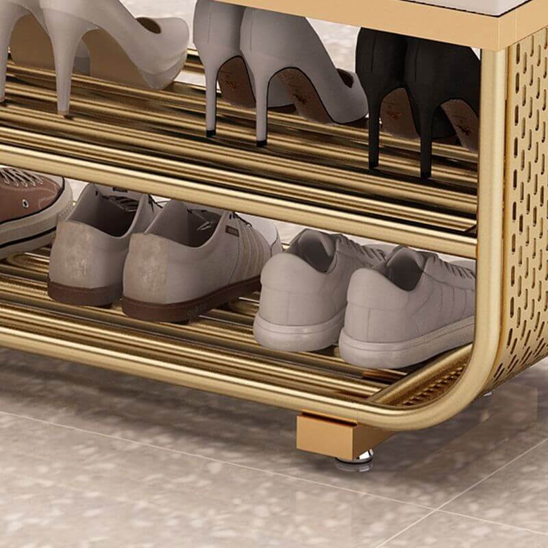 Short-Height Upholstered Entry Bench Featuring Art Deco Lines and Clean Silhouette