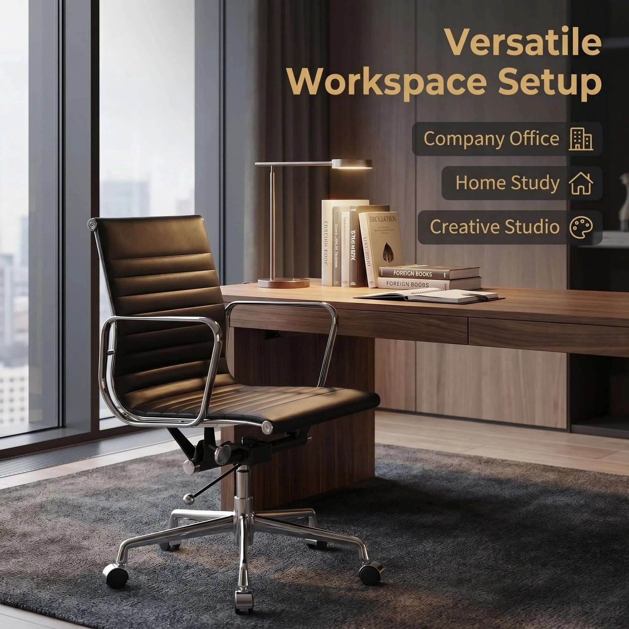 Sierra Low-Back Executive Office Chair in Black Leather