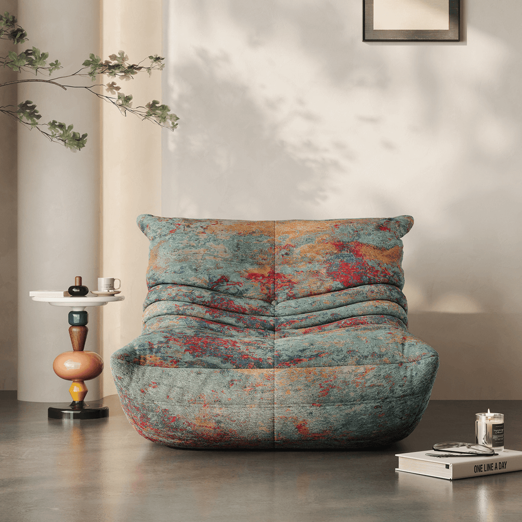 Silk Jacquard Caterpillar Sofa Chair - Abstract Colors