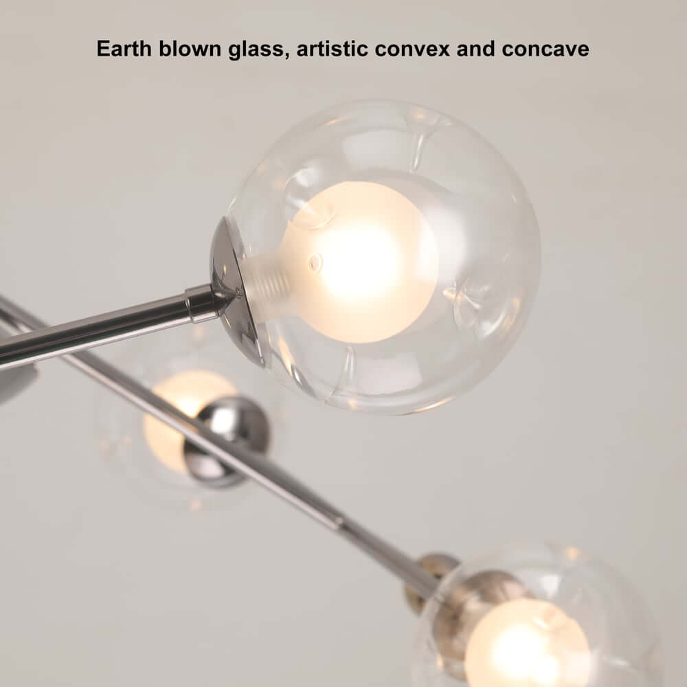 Silver Nordic Sputnik Chandelier with 6 Warm White Glass Shades