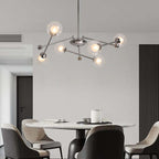 Silver Nordic Sputnik Chandelier with 6 Warm White Glass Shades