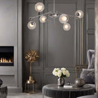 Silver Nordic Sputnik Chandelier with 6 Warm White Glass Shades