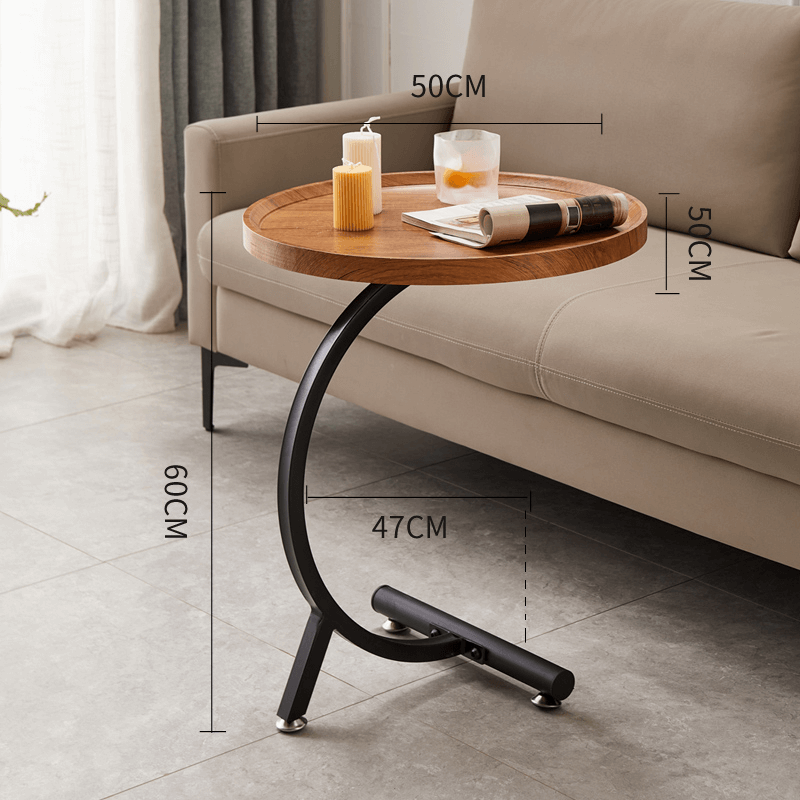 Simple Sofa Side Table With Iron Frame And Shelf