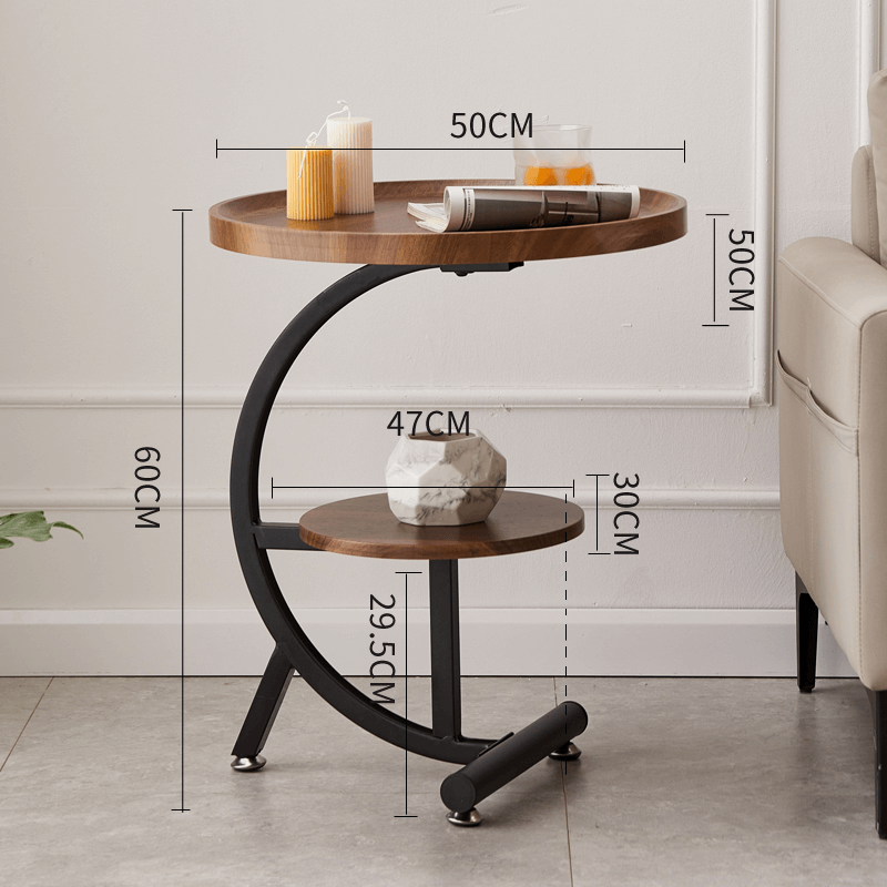 Simple Sofa Side Table With Iron Frame And Shelf