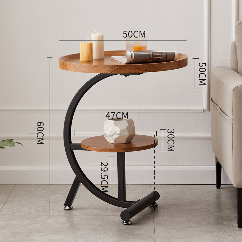 Simple Sofa Side Table With Iron Frame And Shelf