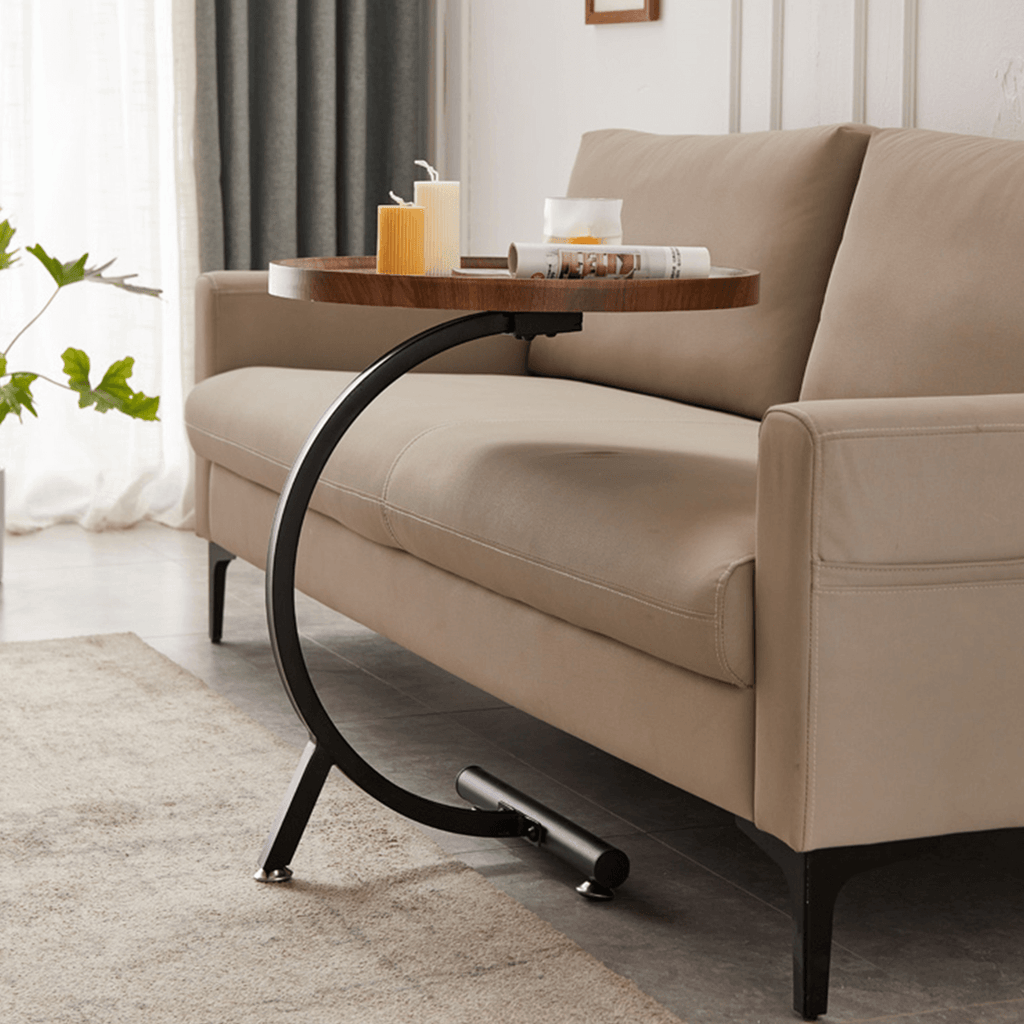 Simple Sofa Side Table With Iron Frame And Shelf