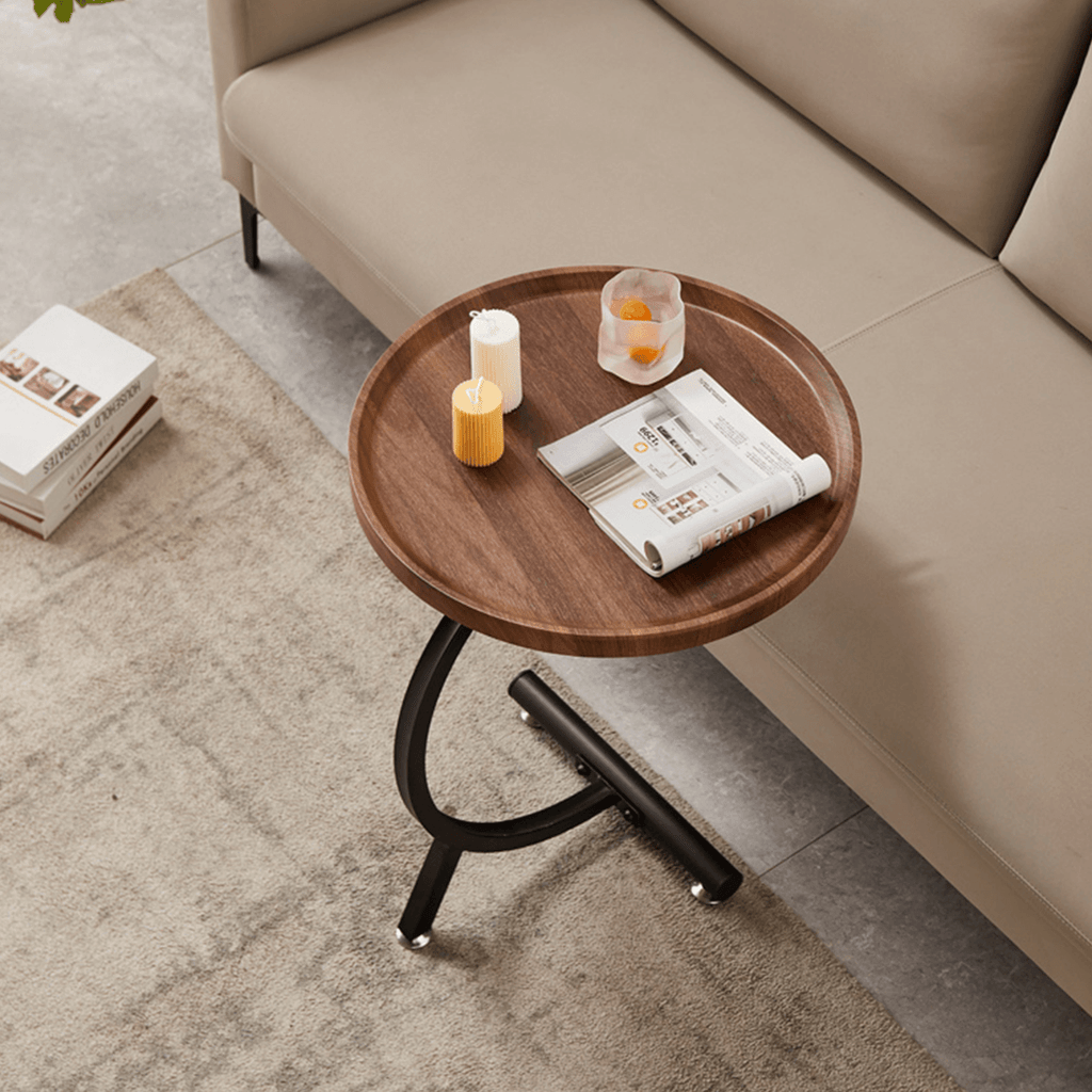 Simple Sofa Side Table With Iron Frame And Shelf