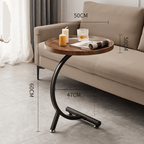 Simple Sofa Side Table With Iron Frame And Shelf
