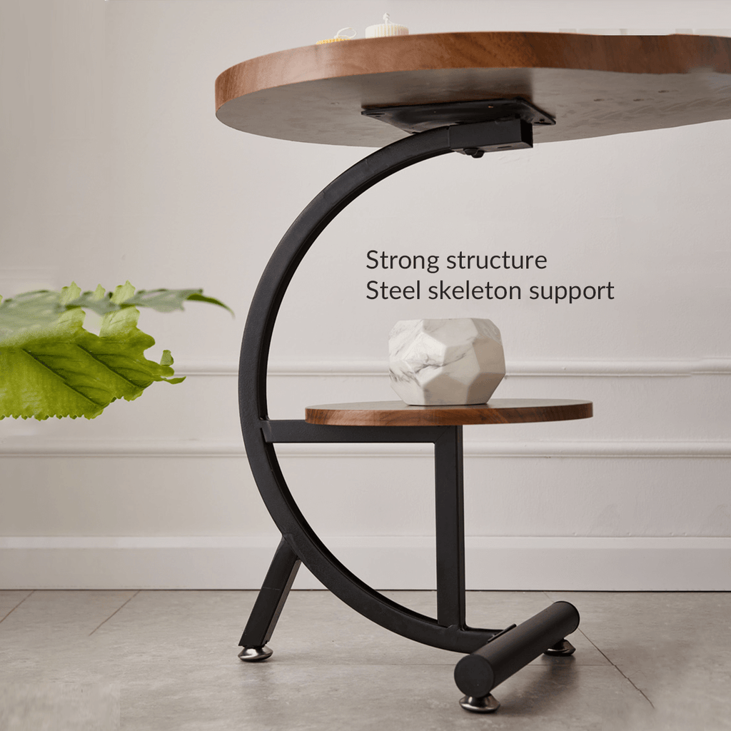 Simple Sofa Side Table With Iron Frame And Shelf