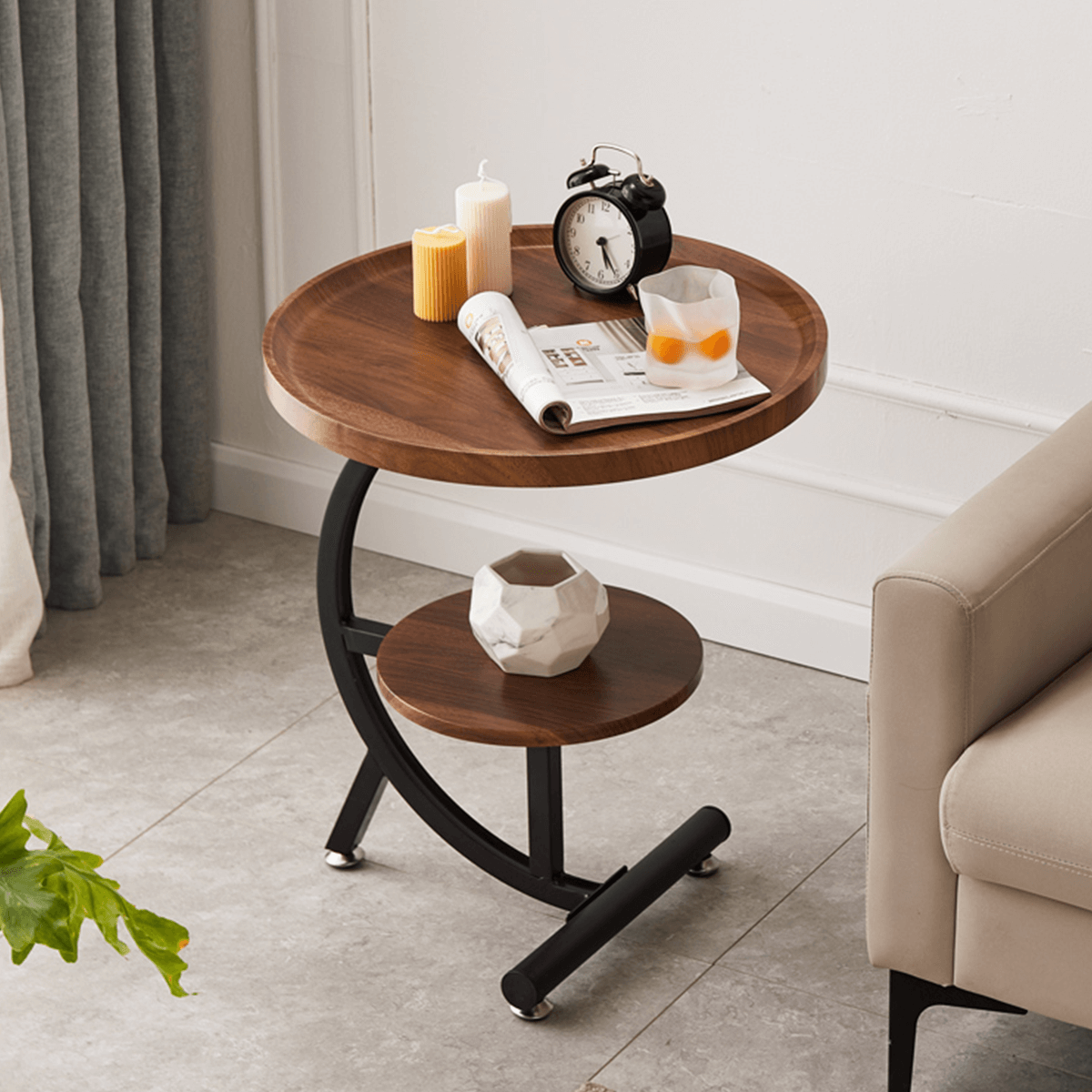Simple Sofa Side Table With Iron Frame And Shelf Main Product Image Main image